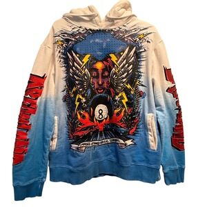 Dreamland Graphic Hoodie XL Blue White Pullover Hooded‎ Sweatshirt Never Sleep